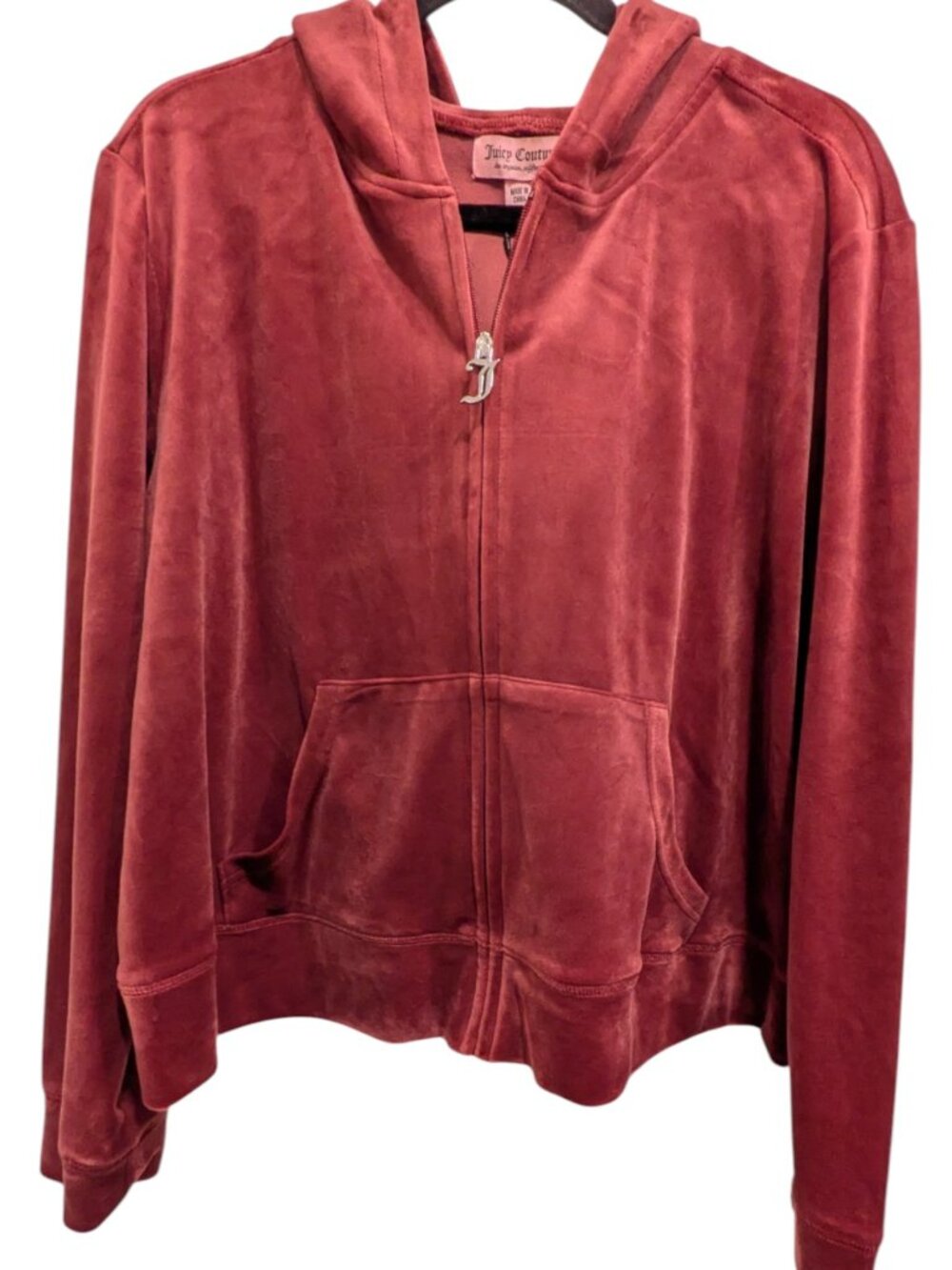 NWOT Juicy Couture Velour Full Zip Hoodie Jacket | Burgundy